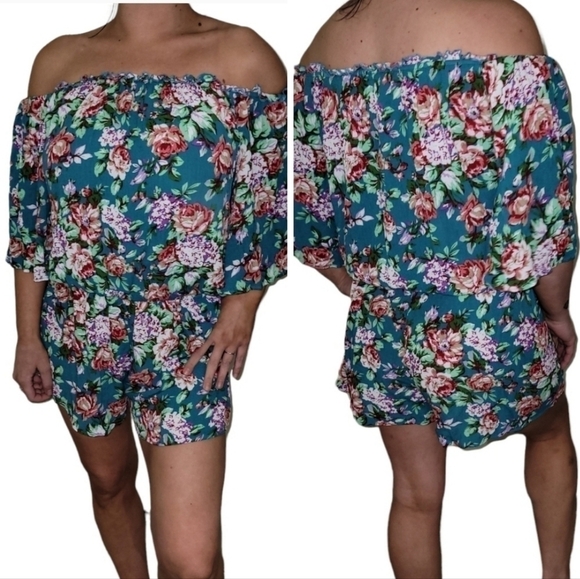 Kori Pants - Kori Romper Floral Off The Shoulder